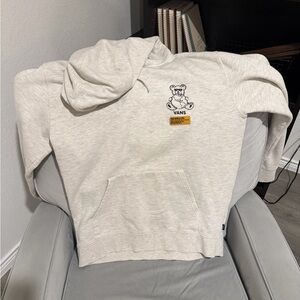 Vans Gray Hoodie with Bear and Globe Graphic